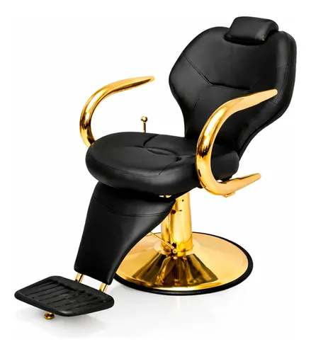 luxury reclining salon chair designed with a bold black and gold color scheme - Professional Barber & Salon Styling Chairs Equipment at Beauty Republic Equipment Store